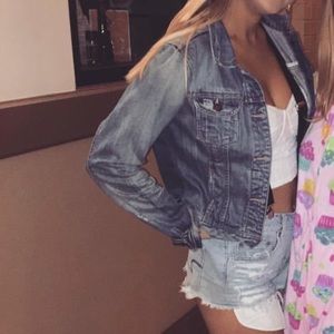 VINTAGE jean frayed jacket